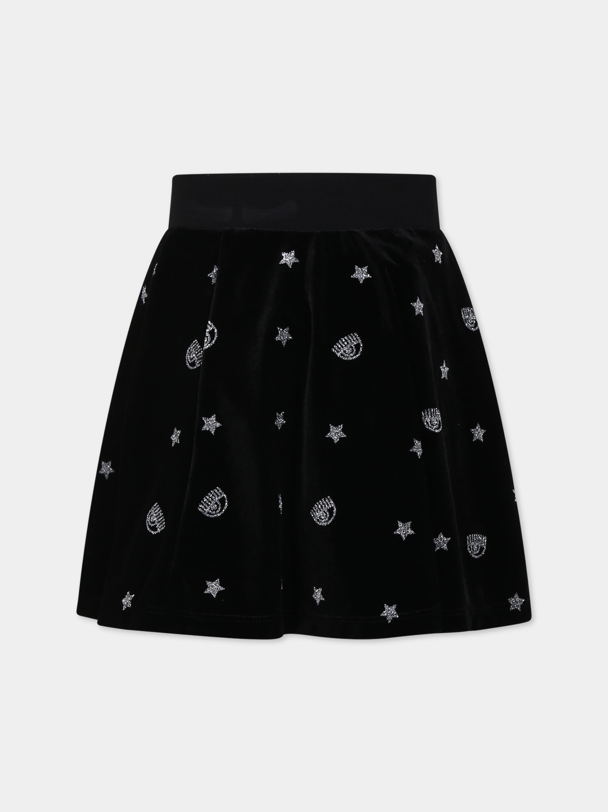 Gonna nera per bambina con eyestar,Chiara Ferragni Collection,51B703 2905 5075