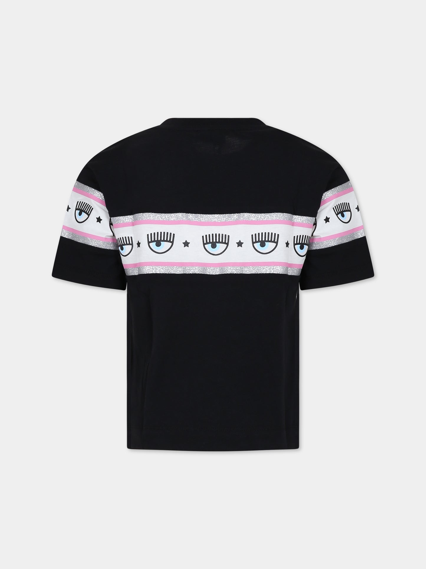 T-shirt nera per bambina con eyestar,Chiara Ferragni Collection,59B600 2011 0050