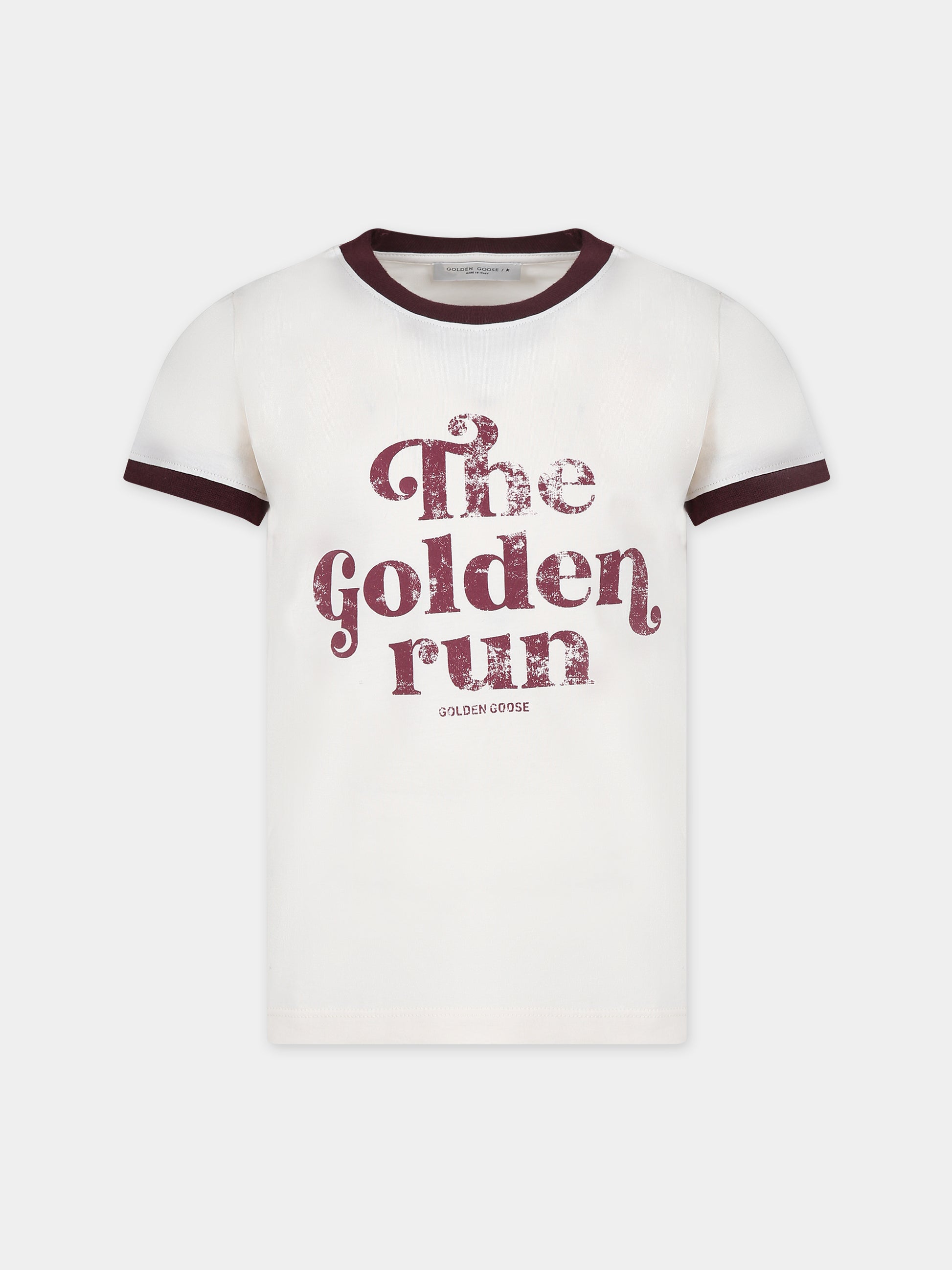 T-shirt avorio per bambini con scritta,Golden Goose,GYP01625 P001299 82455