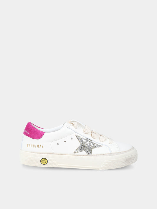 Sneakers May bianche per bambina con stella,Golden Goose,GYF00112 F004213 11398