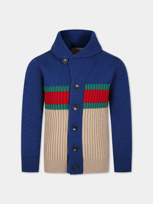 Cardigan multicolor con Web per bambino,Gucci Kids,738311 XKDAG 2400