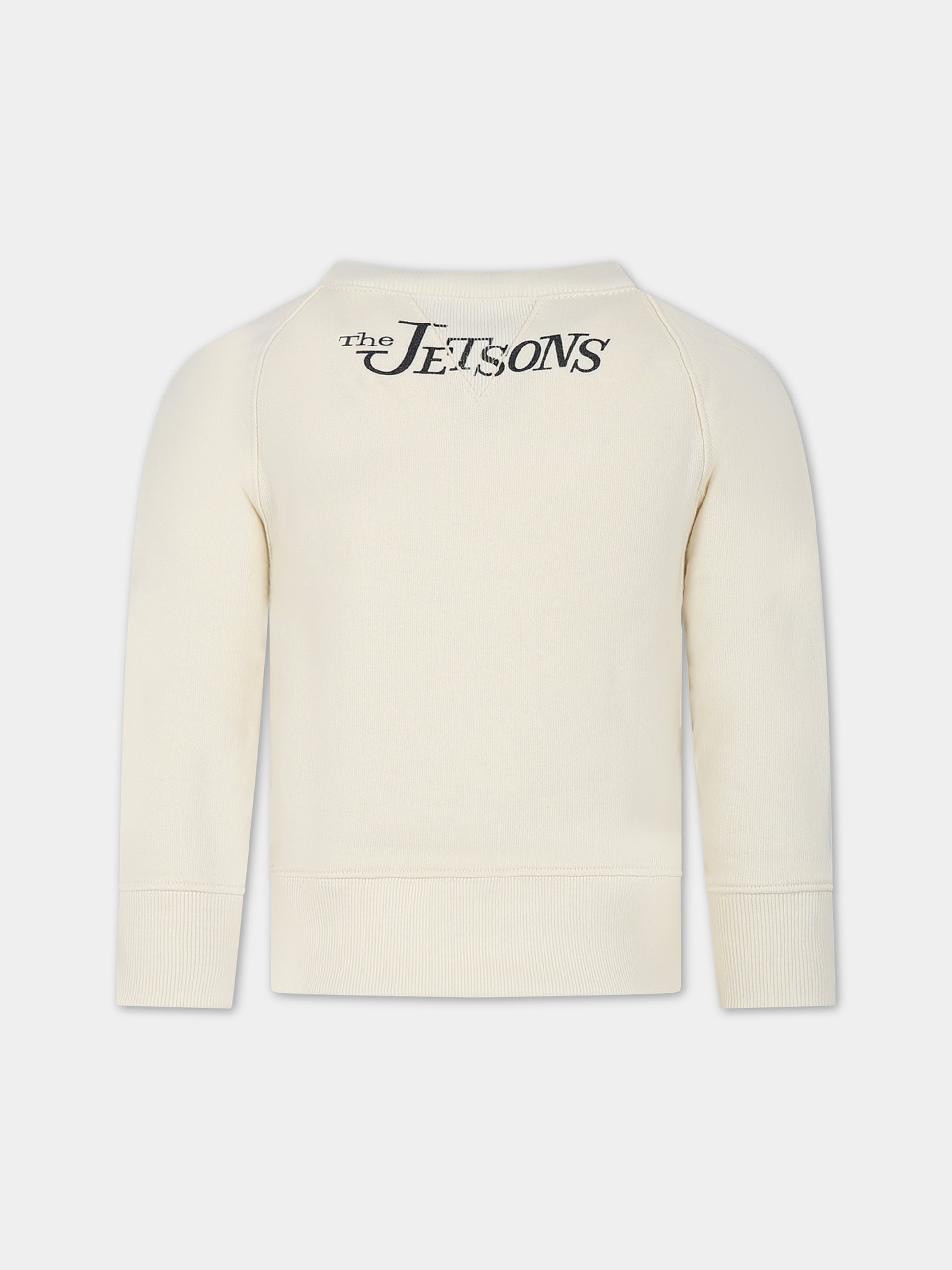 Felpa avorio per bambini con incrocio GG e animali,Gucci Kids,711682 XJFMM 9222