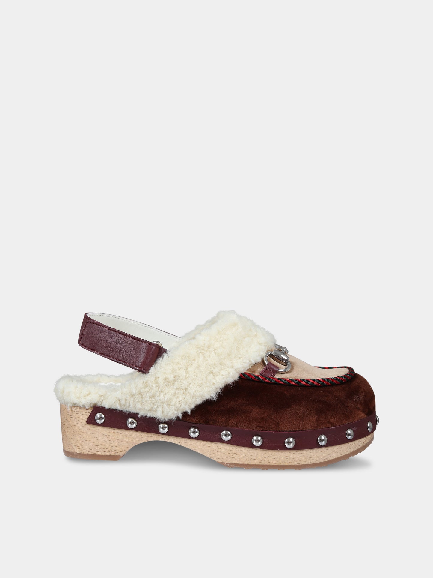 Zoccoli marroni con morsetto per bambina,Gucci Kids,749199 FAB41 2549