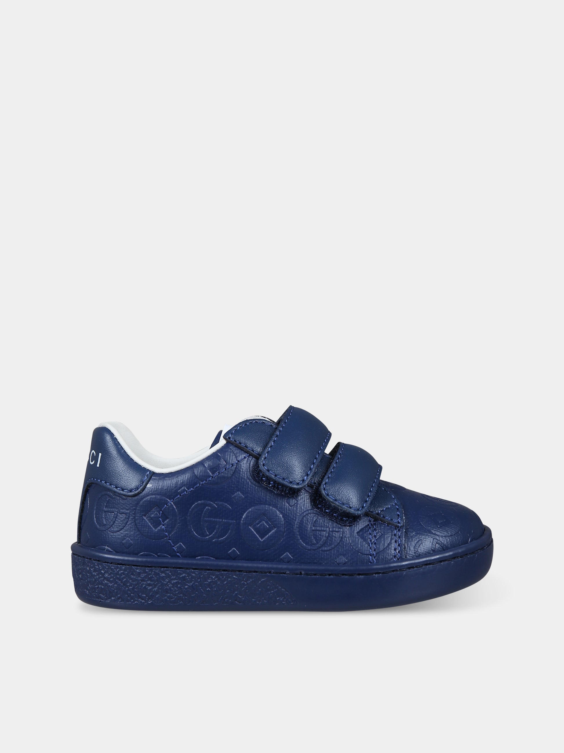 Sneaker Ace blu per bambini,Gucci Kids,756262 FACEZ 4236