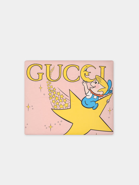 Coperta rosa per neonata con logo e stampa I pronipoti,Gucci Kids,751385 3KAAL 5878