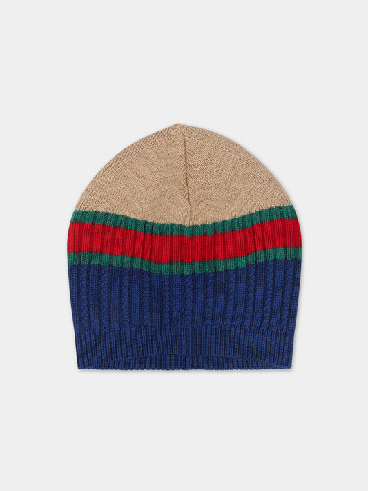 Cappello multicolor per bambini con nastro Web,Gucci Kids,747640 4K206 4179