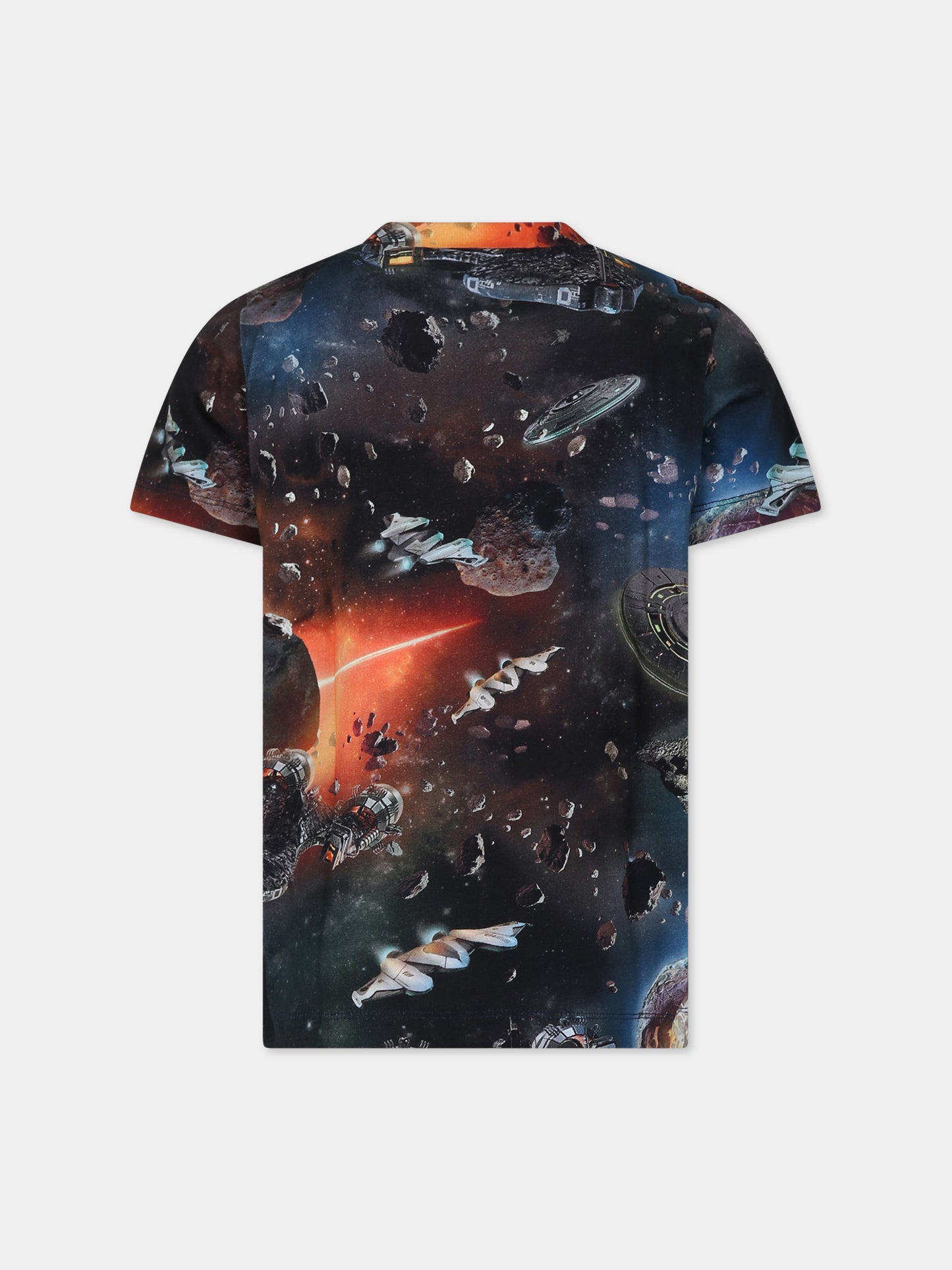 T-shirt nera per bambino con astronavi,Molo,1W23A201 6862