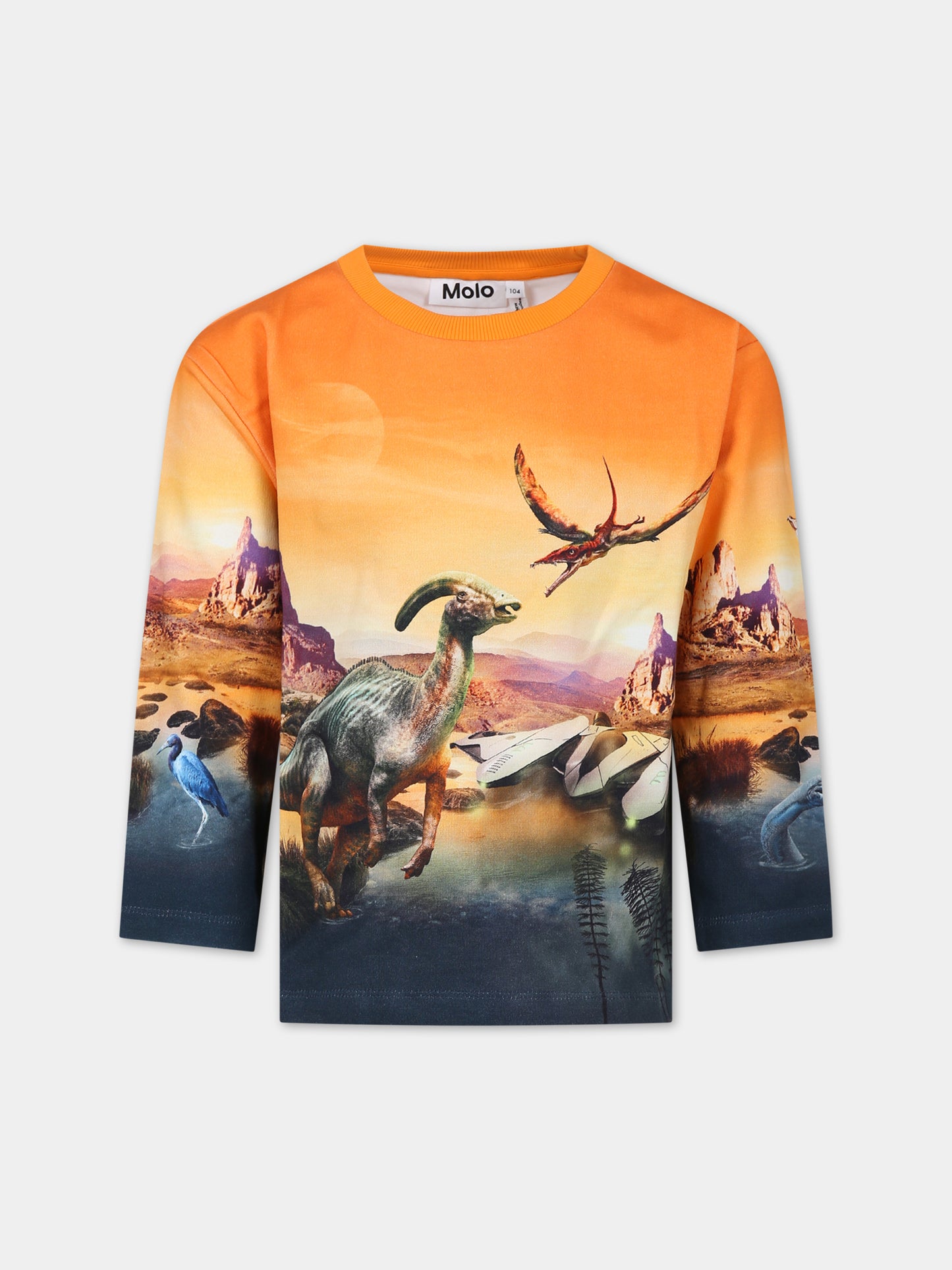 Felpa arancione per bambino con dinosauri,Molo,1W23J204 3319