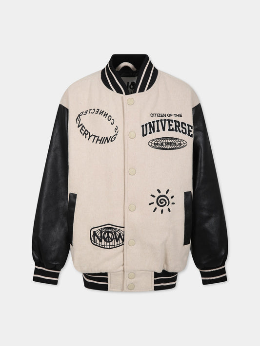 Bomber beige per bambini con scritta Universe,Molo,5W23M335 8787
