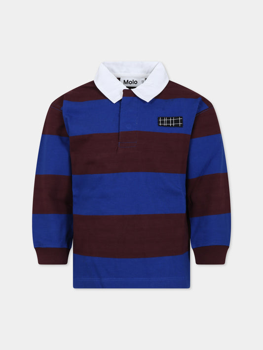 Polo blu per bambino con logo,Molo,6W23A401 8832