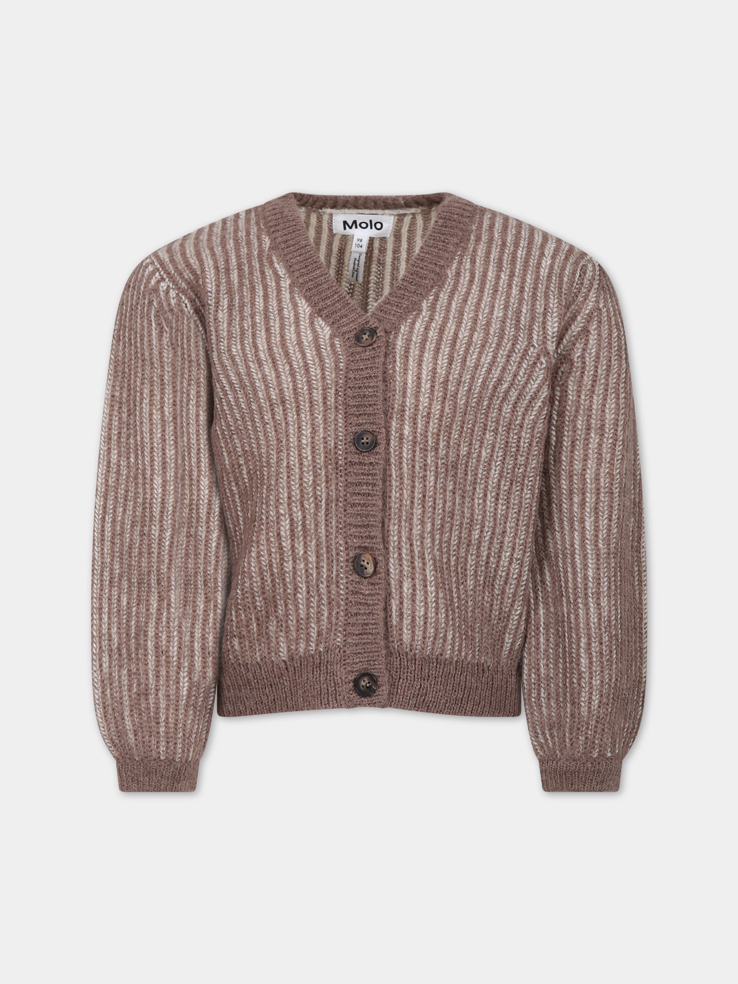 Cardigan marrone per bambina,Molo,2W23K303 8778