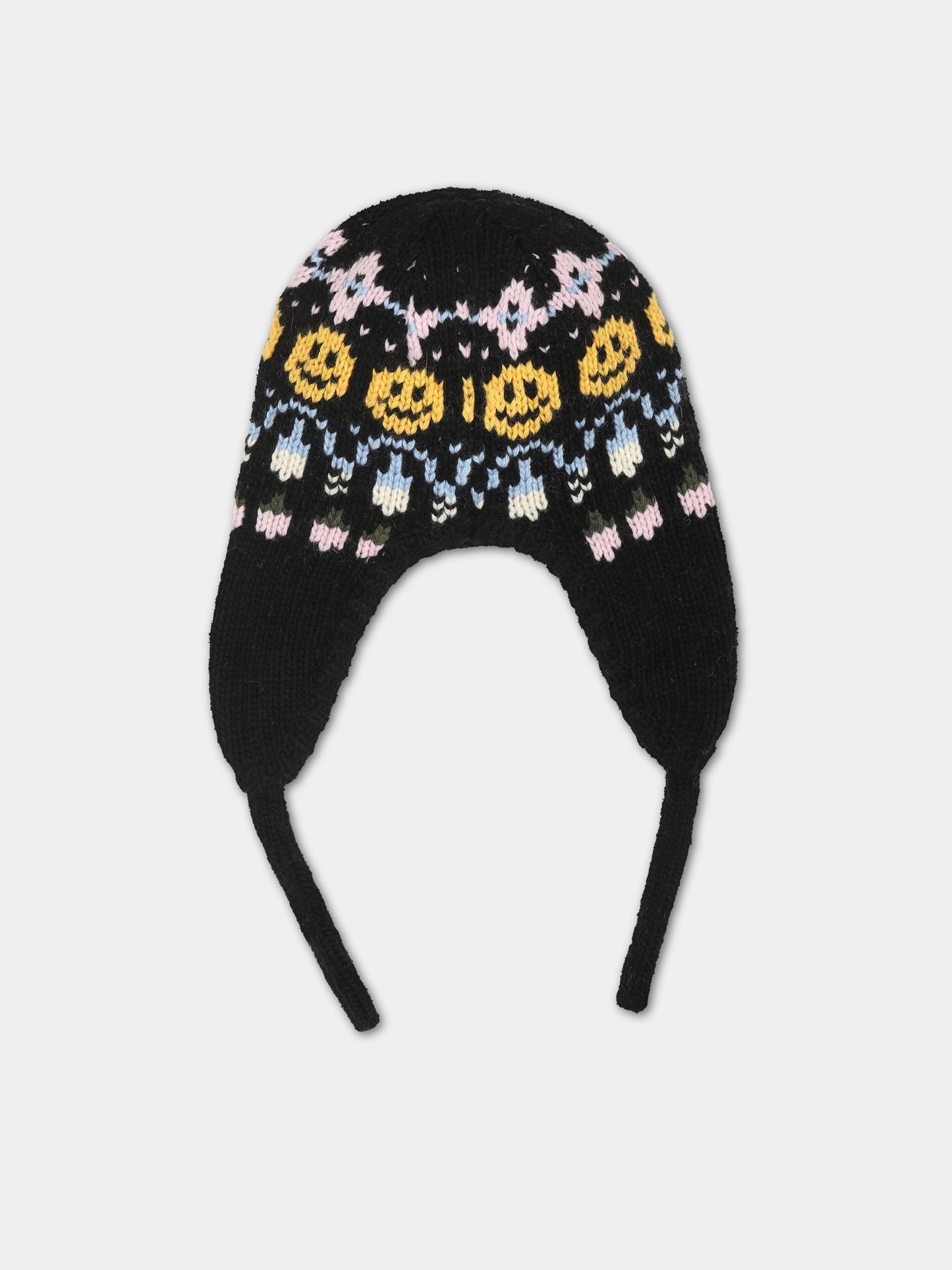 Berretto nero per bambini con motivo jacquard,Molo,7W23S309 7723