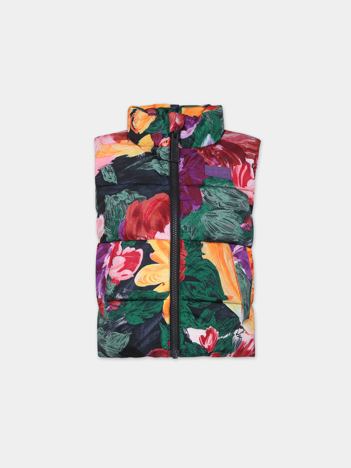 Gilet nero per bambina con stampa floreale,Molo,5W23M203 6857