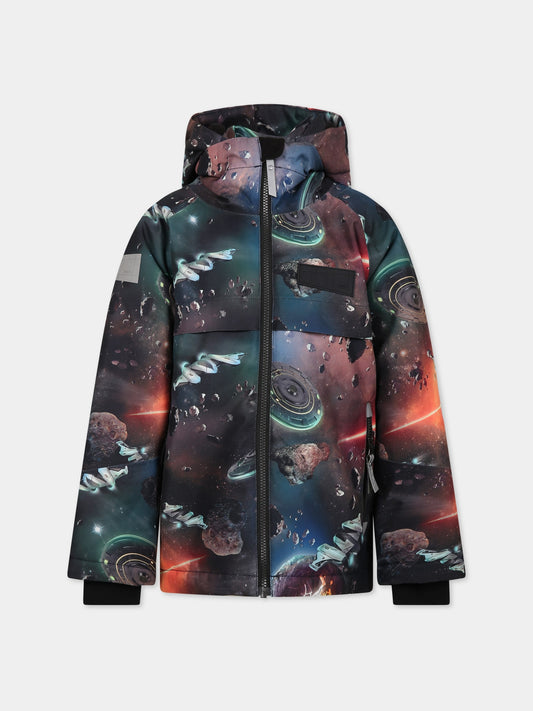 Piumino multicolor per bambino con stampa e logo,Molo,5W23M317 6850