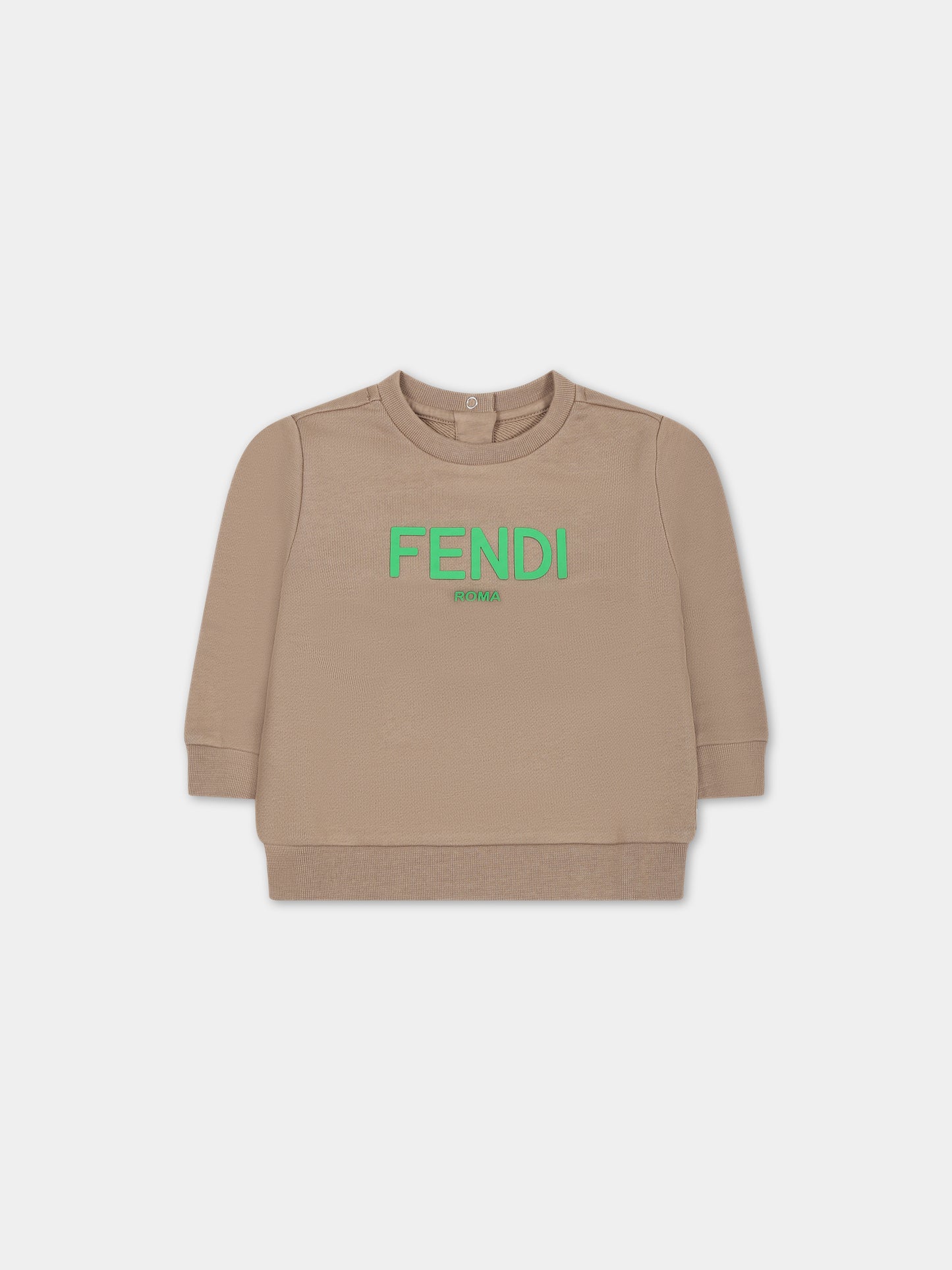 Felpa marrone per neonato con logo,Fendi Kids,BUH054 5V0 F14S6