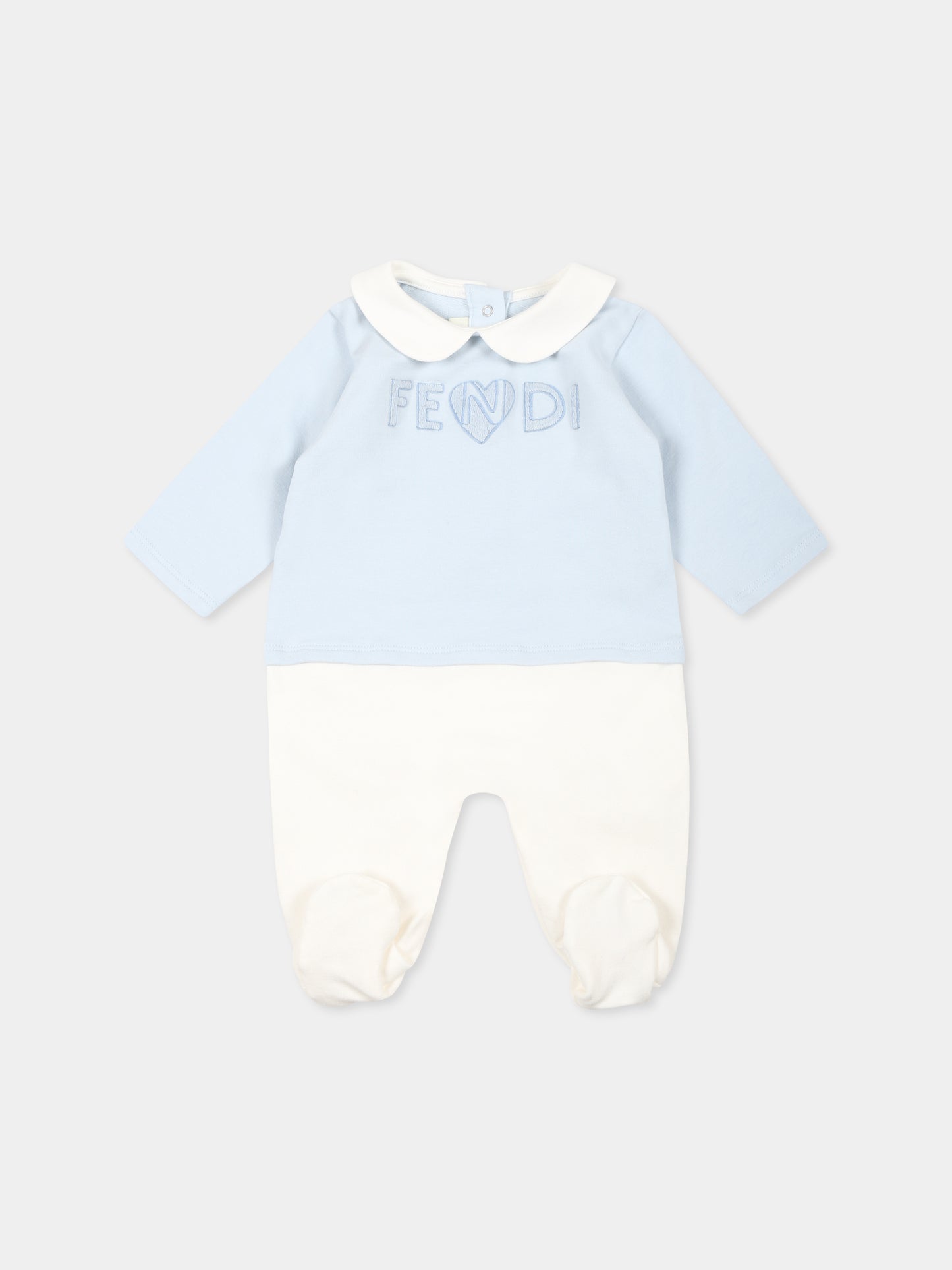 Set celeste per neonato con logo,Fendi Kids,BUK103 8RA F19J4