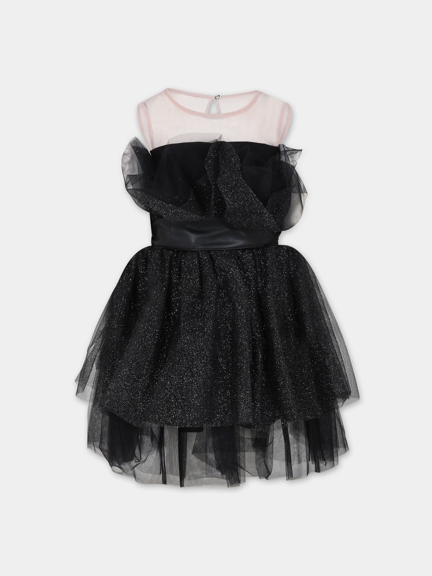 Vestito nero per bambina con lurex,Monnalisa,41B905 2907 5075