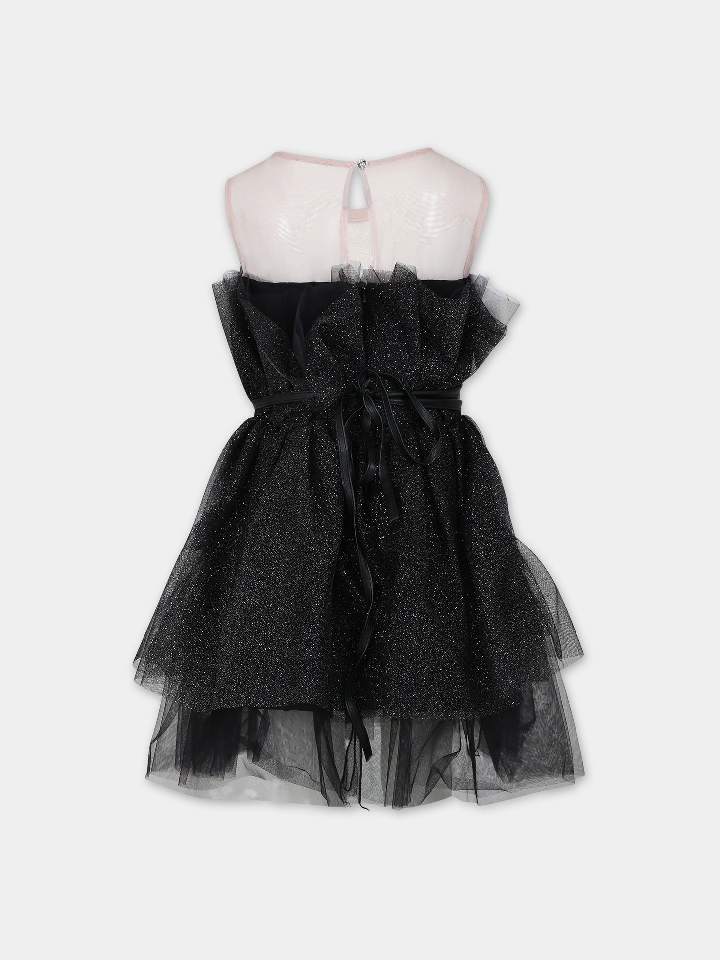 Vestito nero per bambina con lurex,Monnalisa,41B905 2907 5075