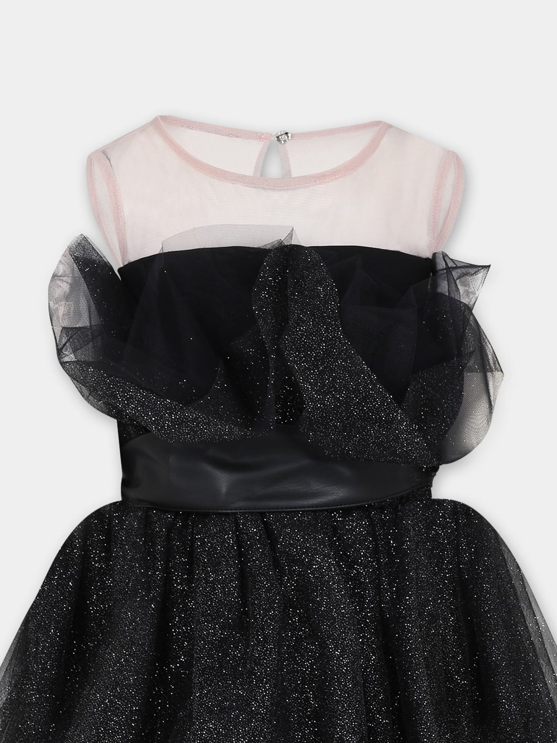 Vestito nero per bambina con lurex,Monnalisa,41B905 2907 5075