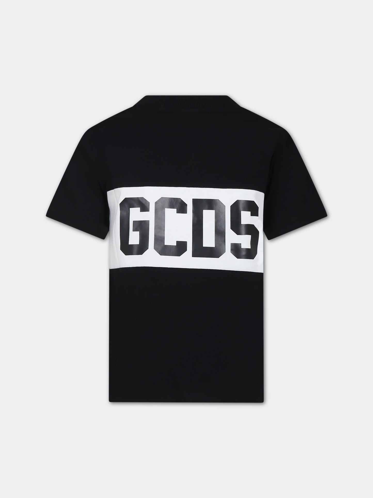 T-shirt nera per bambini con logo,Gcds Kids,DOM005 LAA22 60100