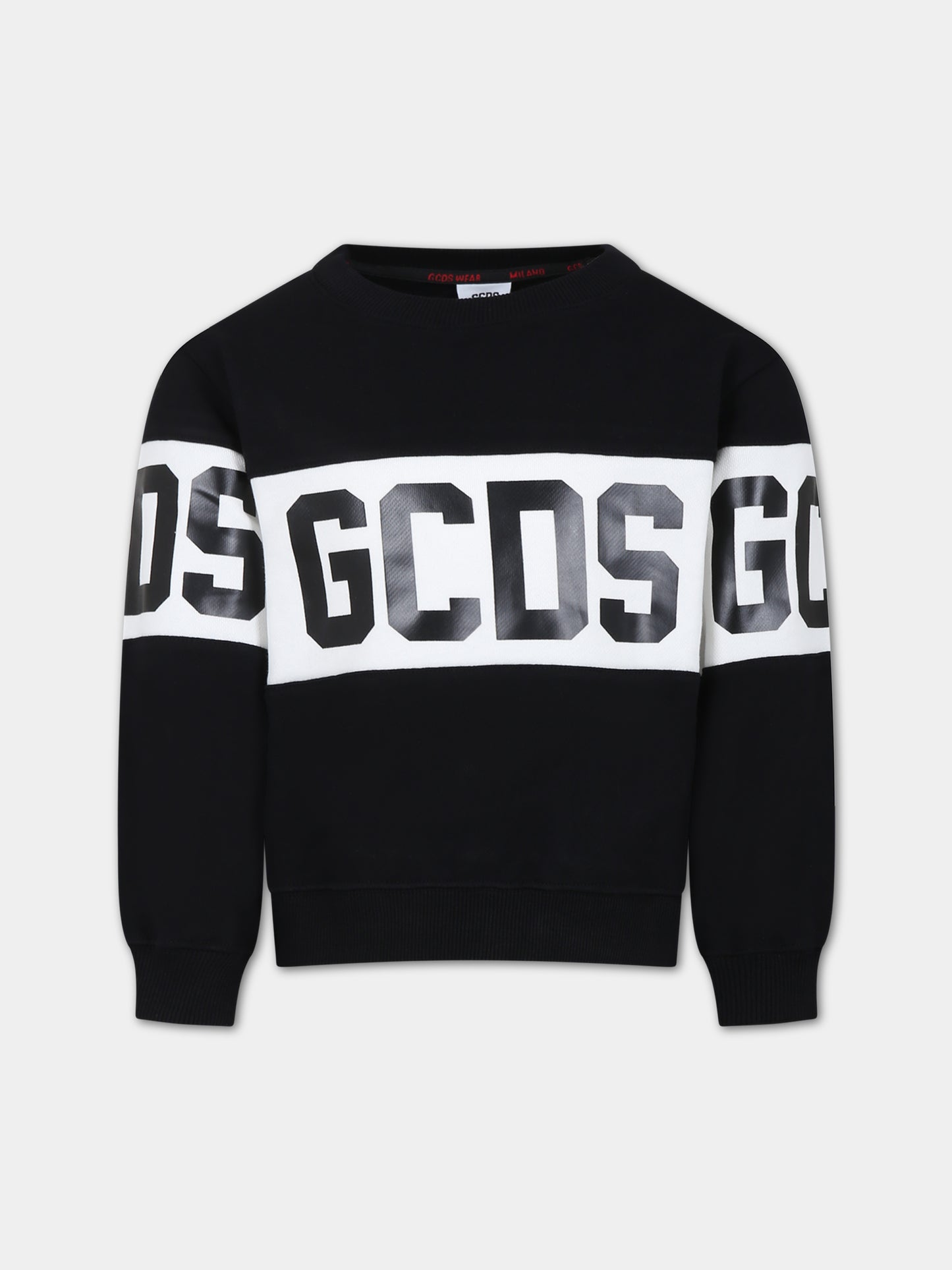 Felpa nera per bambini con logo,Gcds Kids,DOF005 LCA44 60100