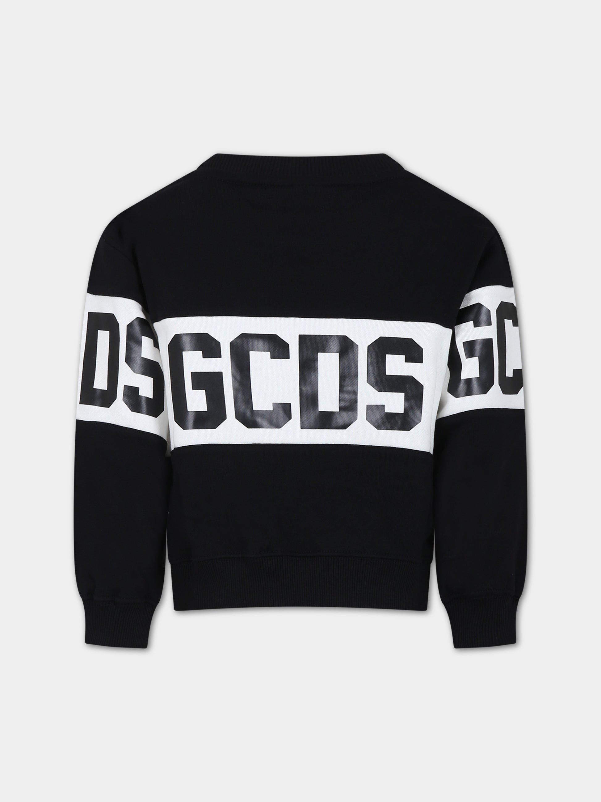 Felpa nera per bambini con logo,Gcds Kids,DOF005 LCA44 60100