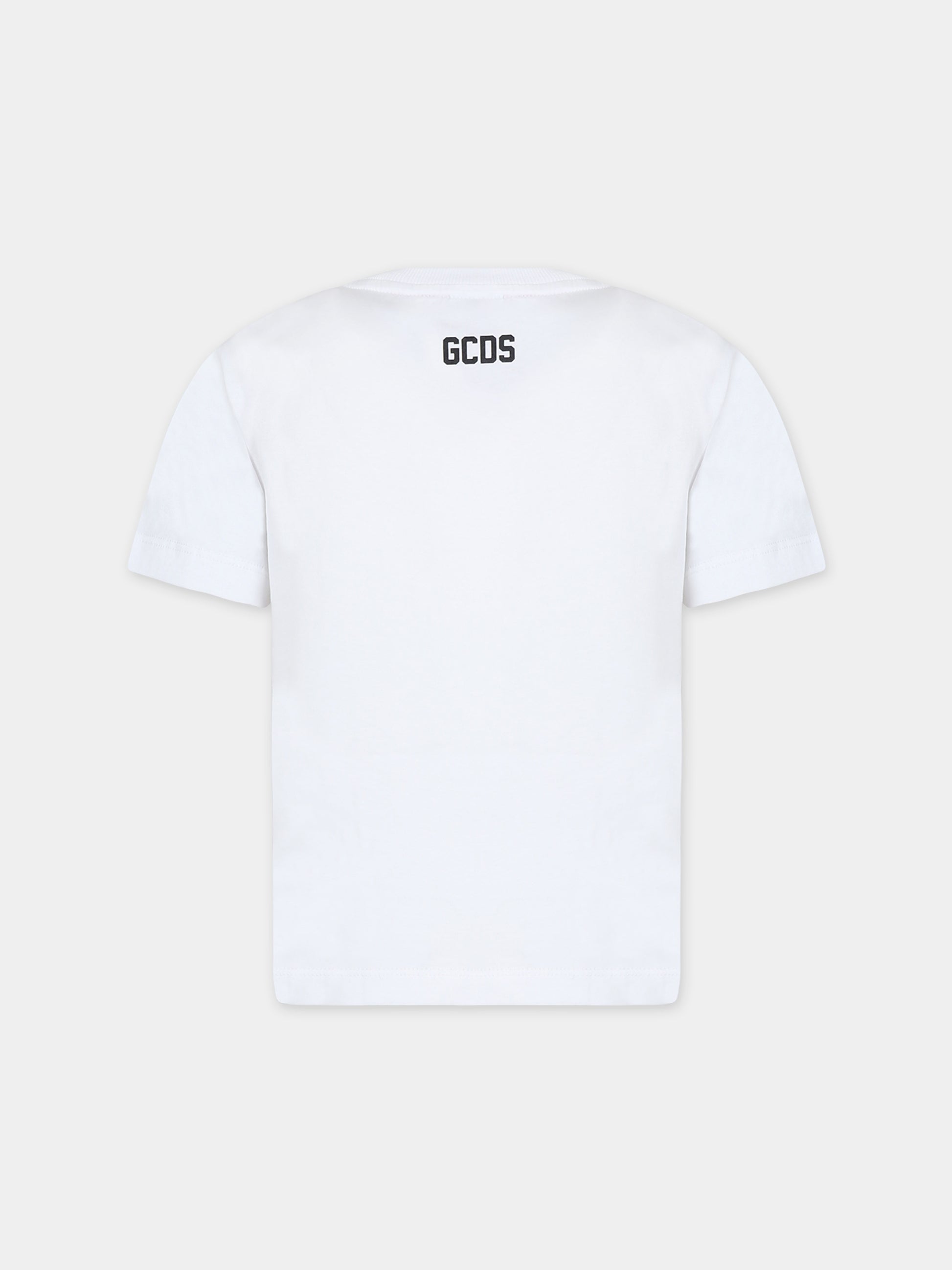 T-shirt bianca per bambino con logo,Gcds Kids,DMM00I LAA10 10101