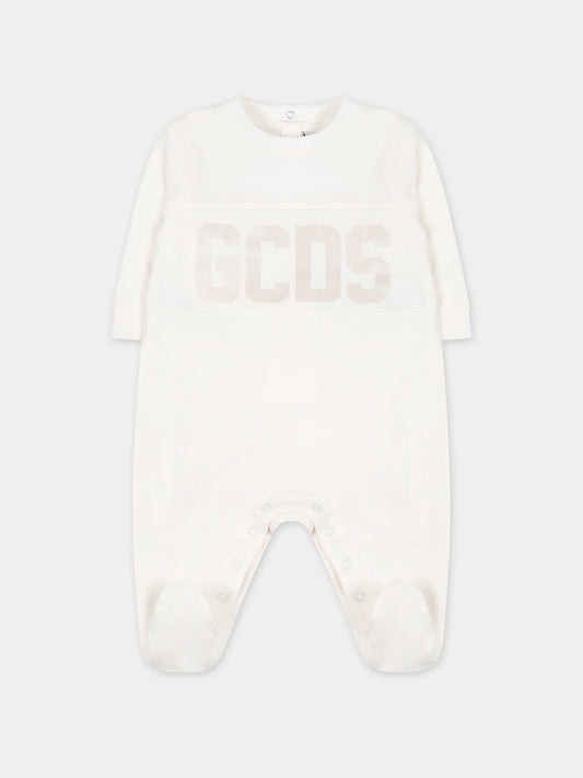 Tutina bianca per neonati con logo,Gcds Kids,GUY015 LDA26 10063
