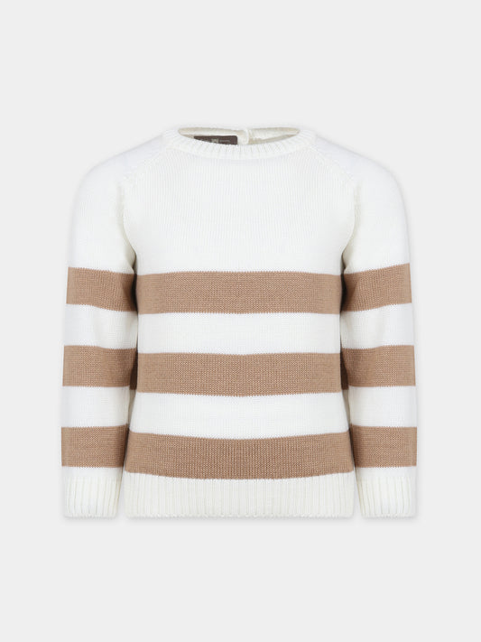 Maglione bianco per bambini,Little Bear,7160 LATTE/NOCCIOLA