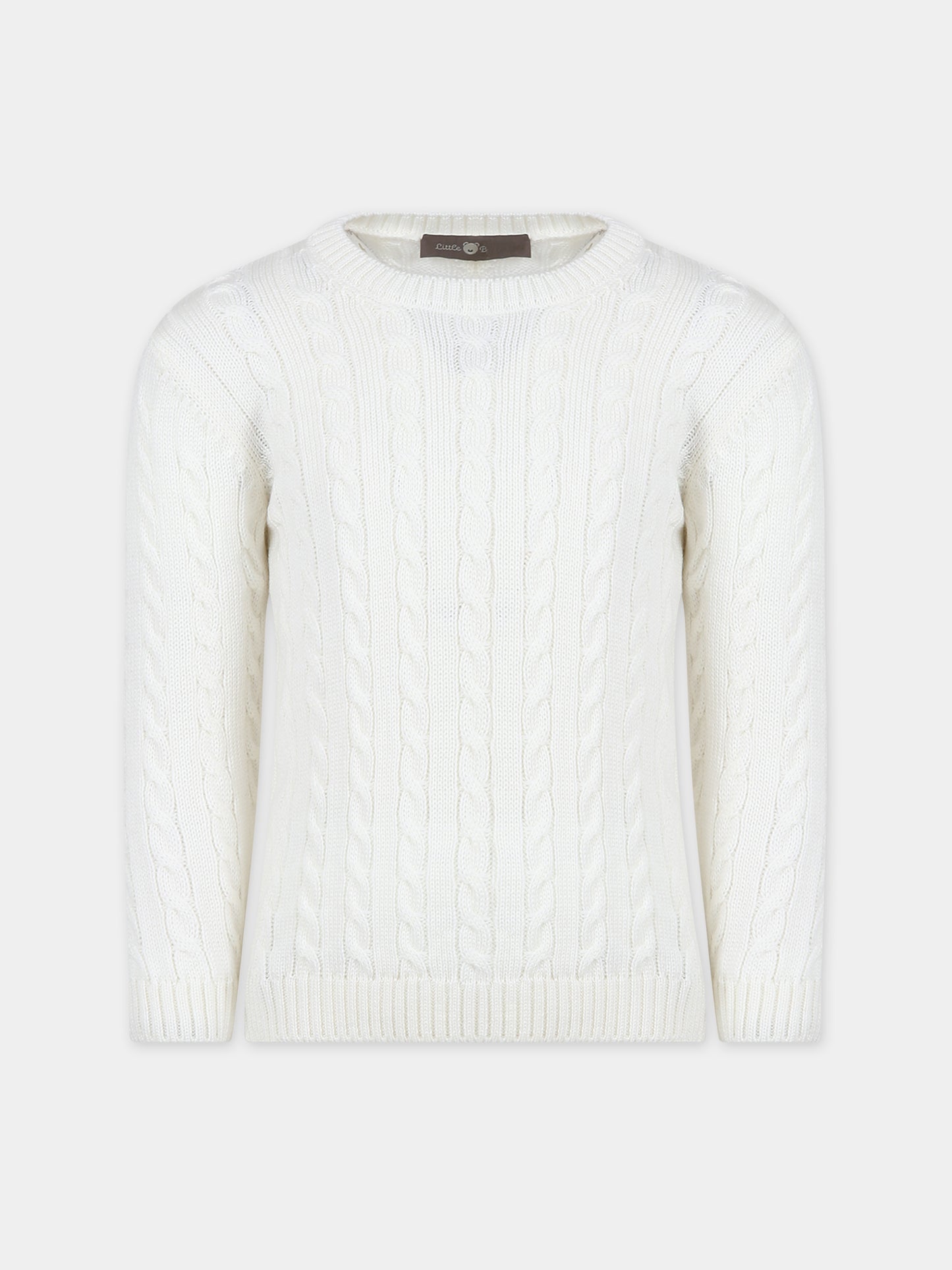 Maglione bianco per bambini,Little Bear,7164 LATTE