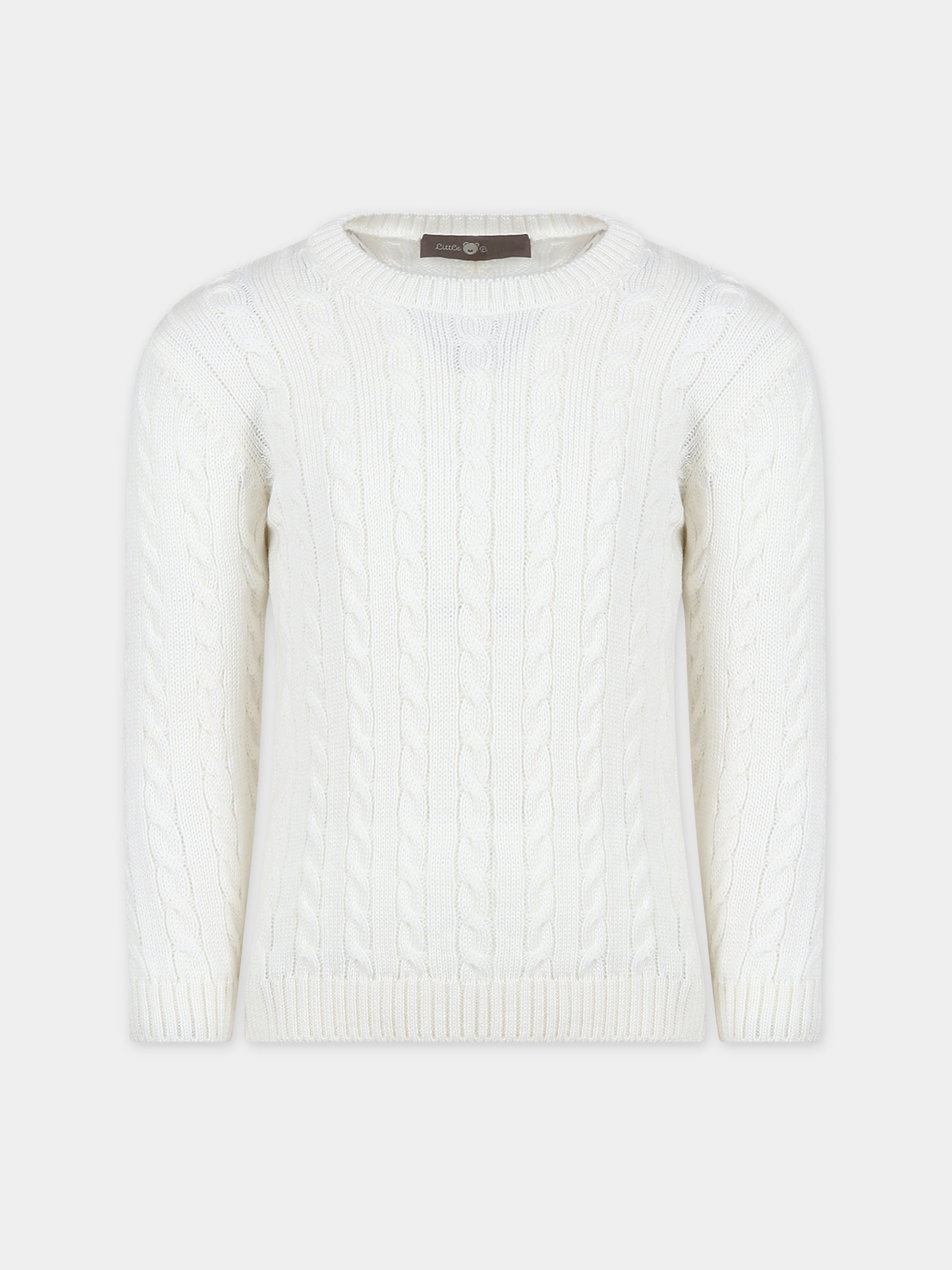 Maglione bianco per bambini,Little Bear,7164 LATTE