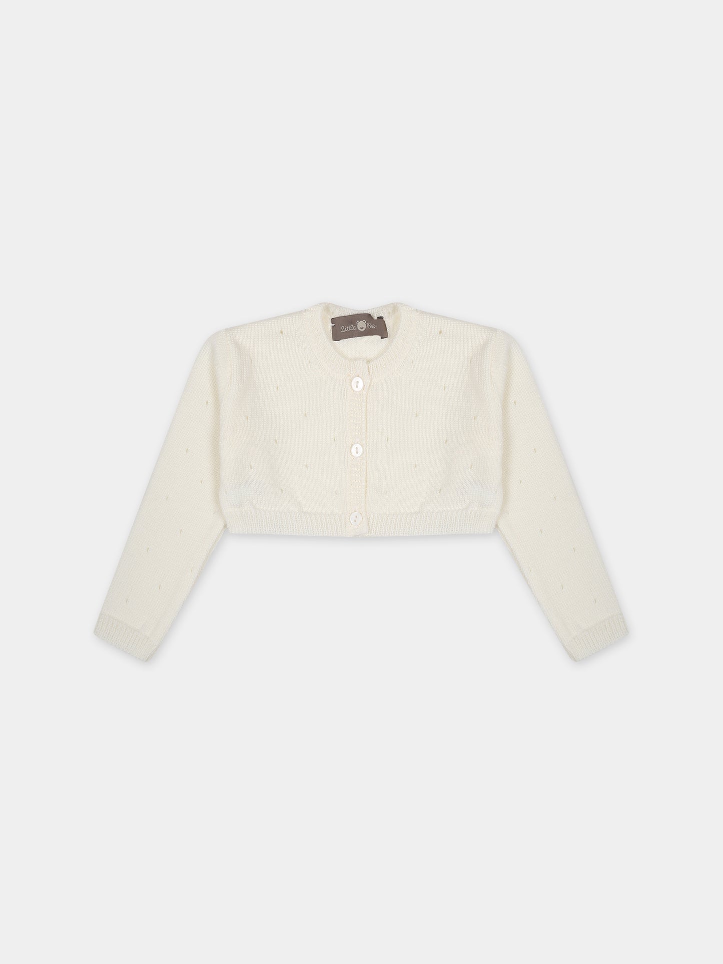Cardigan bianco per neonata,Little Bear,7166 LATTE