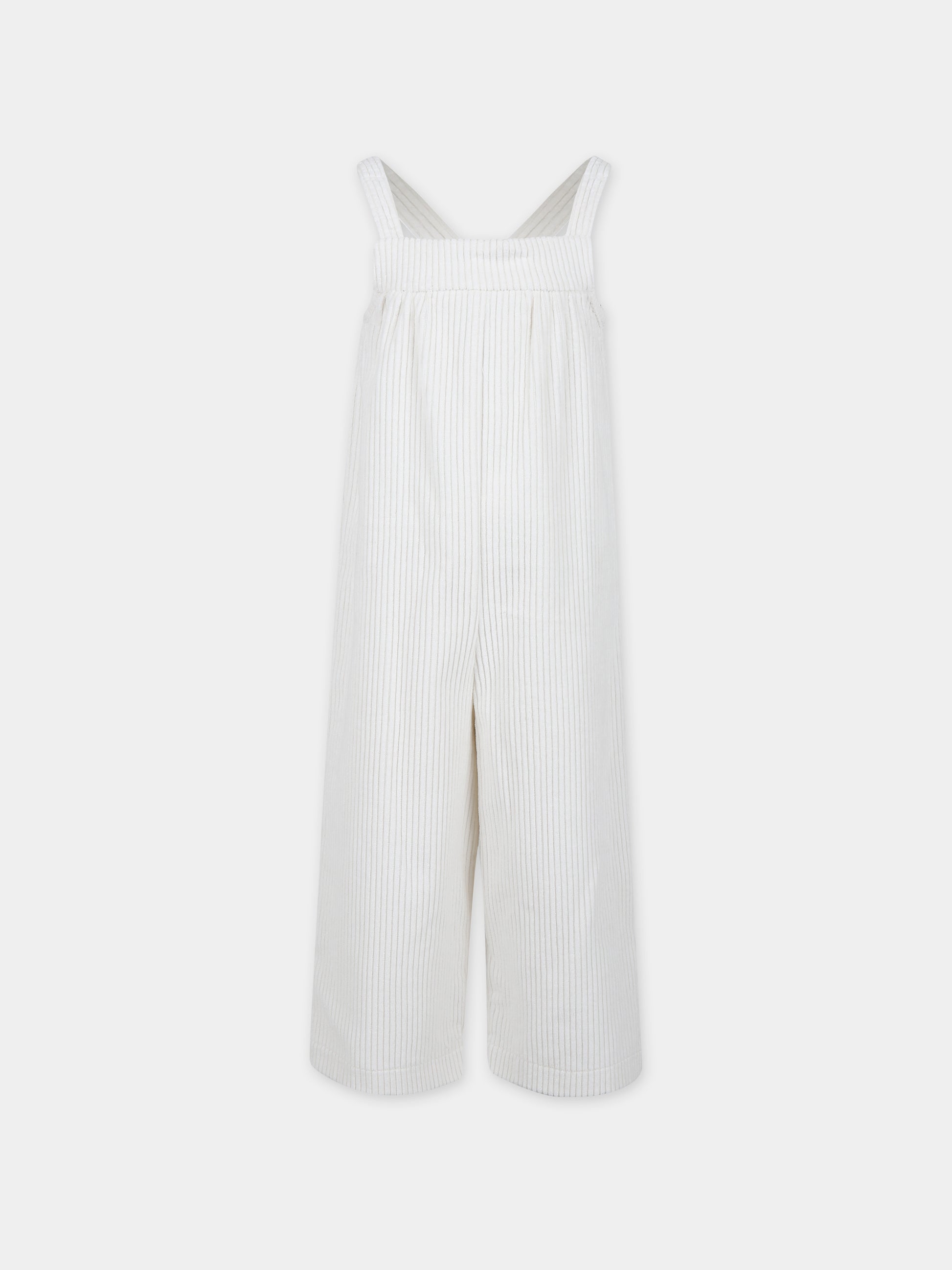 Salopette bianca per bambina,Little Bear,7226 LATTE