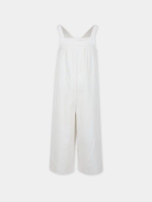 Salopette bianca per bambina,Little Bear,7226 LATTE