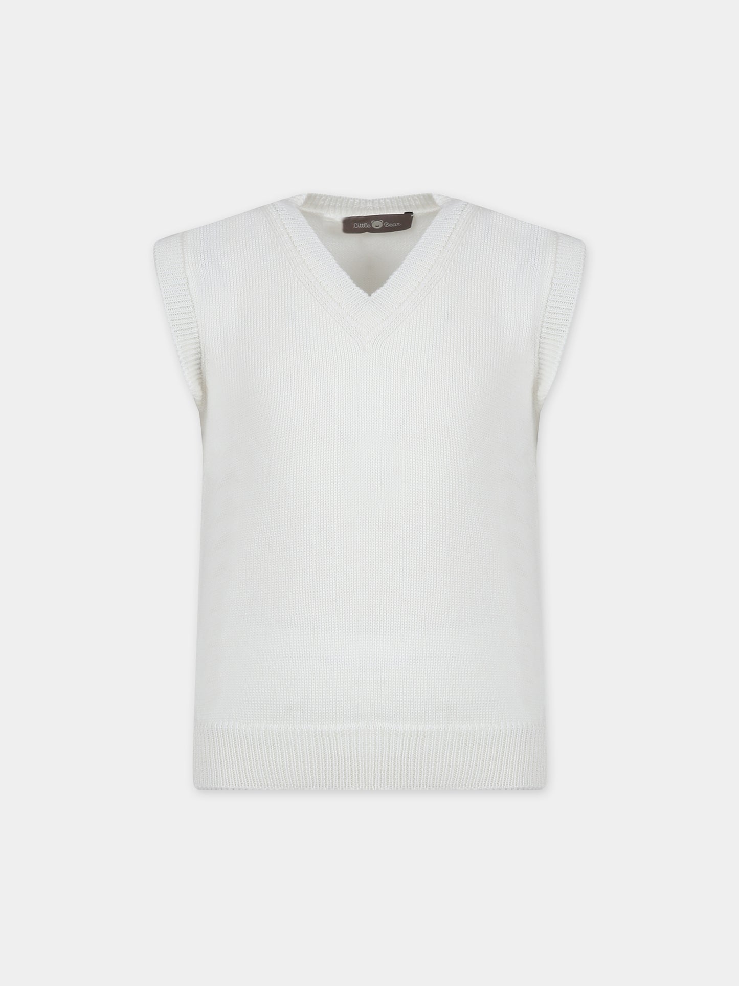 Maglia gilet bianca per bambino,Little Bear,7159 LATTE
