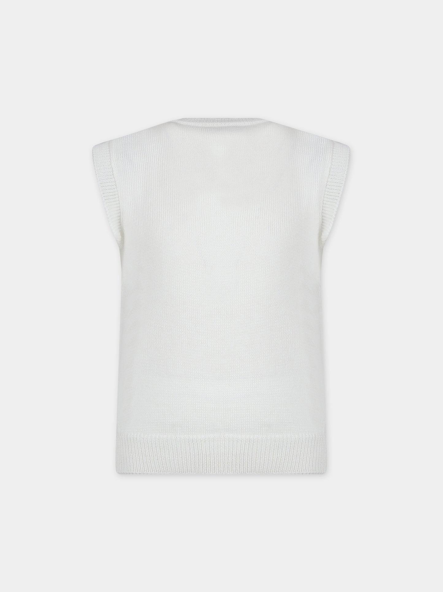 Maglia gilet bianca per bambino,Little Bear,7159 LATTE