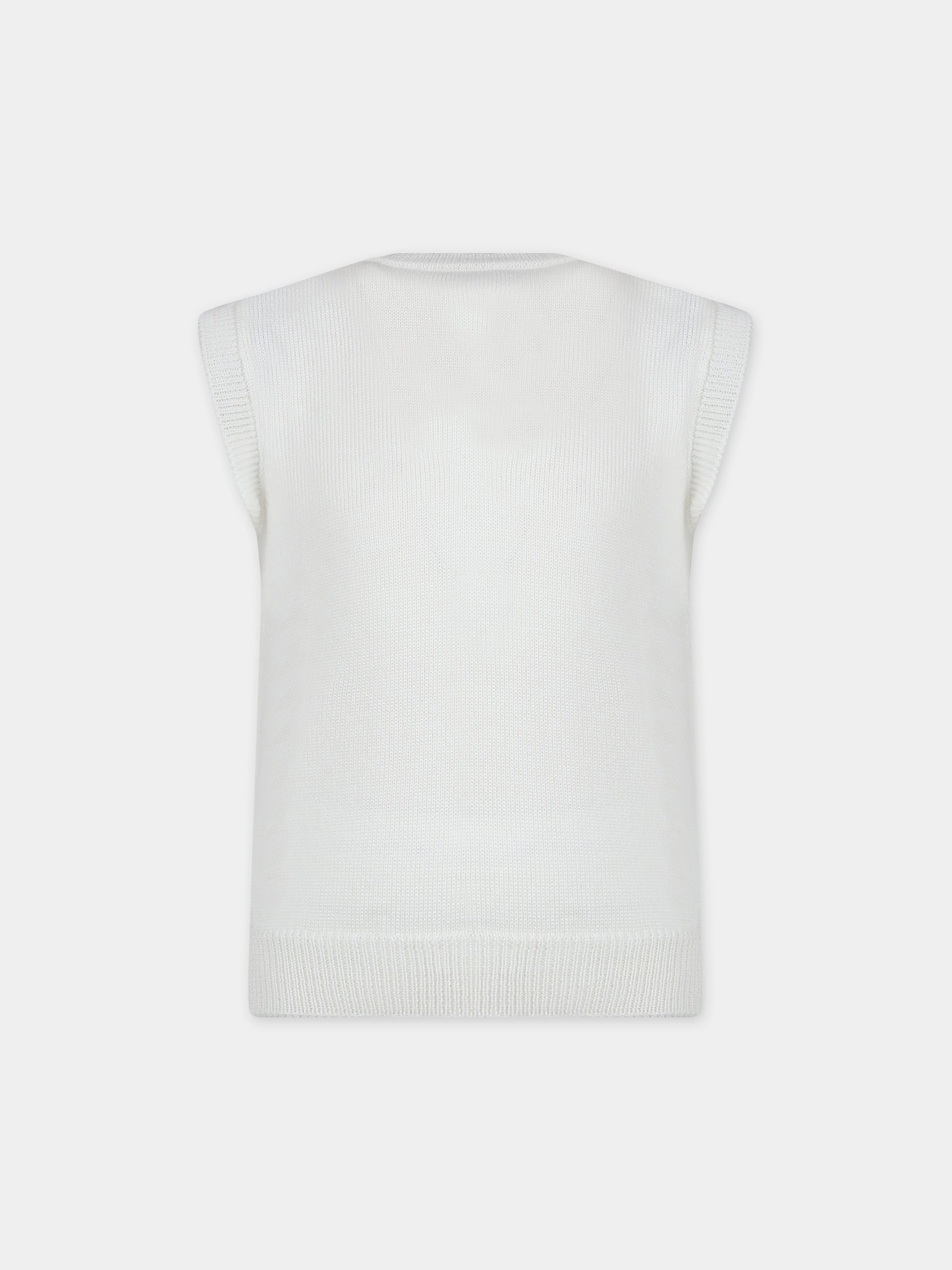 Maglia gilet bianca per bambino,Little Bear,7159 LATTE