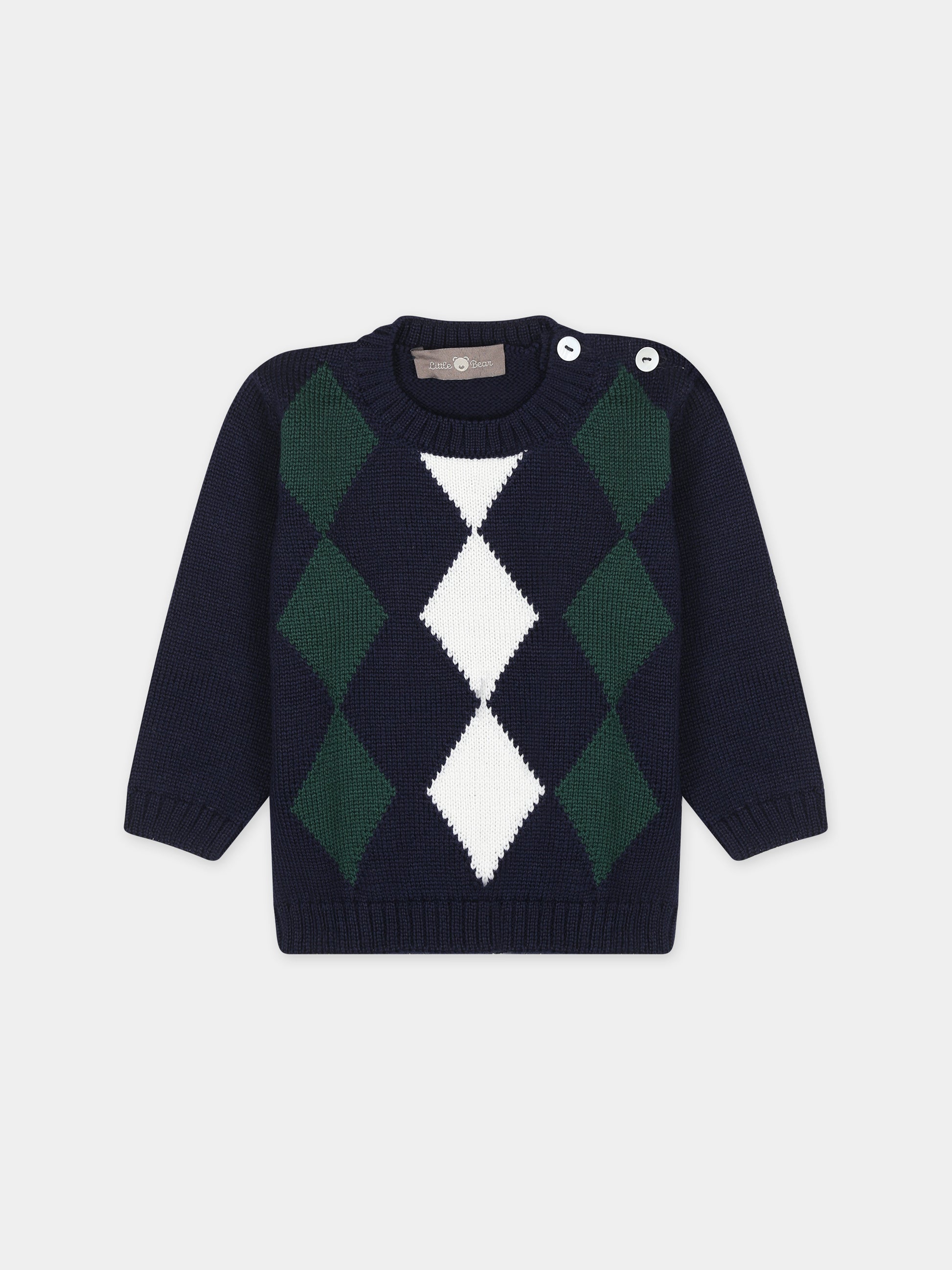 Maglione blu per neonato con rombi,Little Bear,7154 BLU