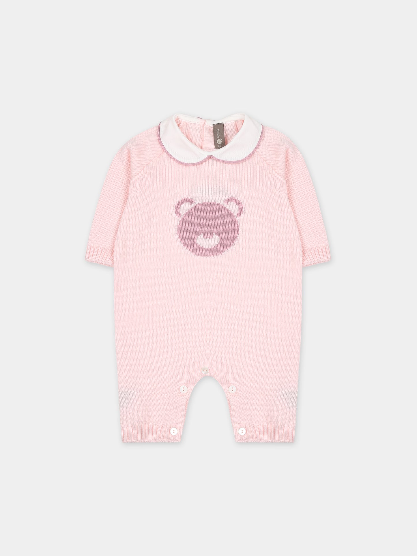 Tutina rosa per neonata con orso ricamato,Little Bear,7137 CIPRIA/PEONIA
