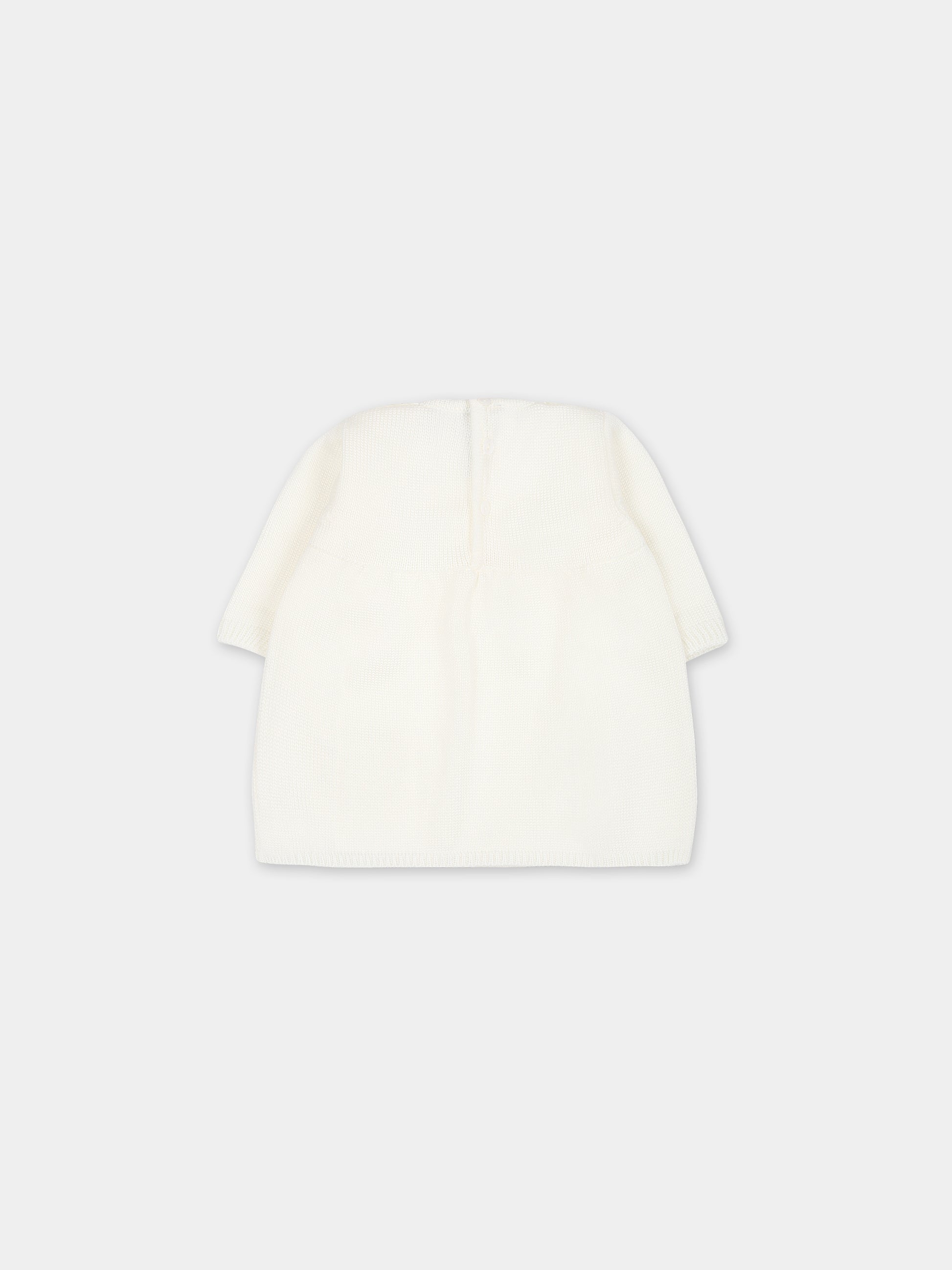 Vestito bianco per neonata con rouche,Little Bear,7004 LATTE/LATTE