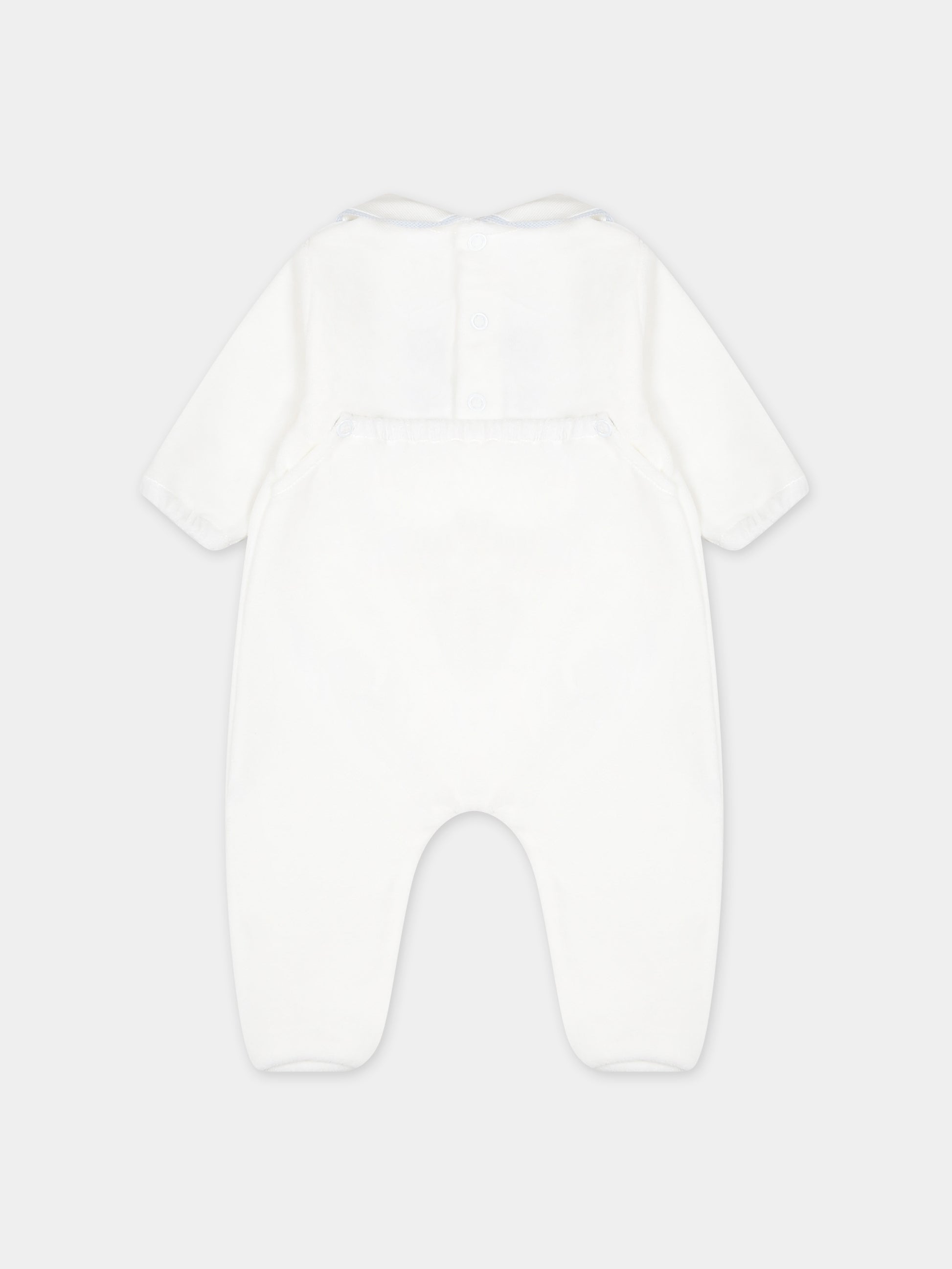 Tutina bianca per neonato con ricamo,Little Bear,7040 LATTE/CIELO