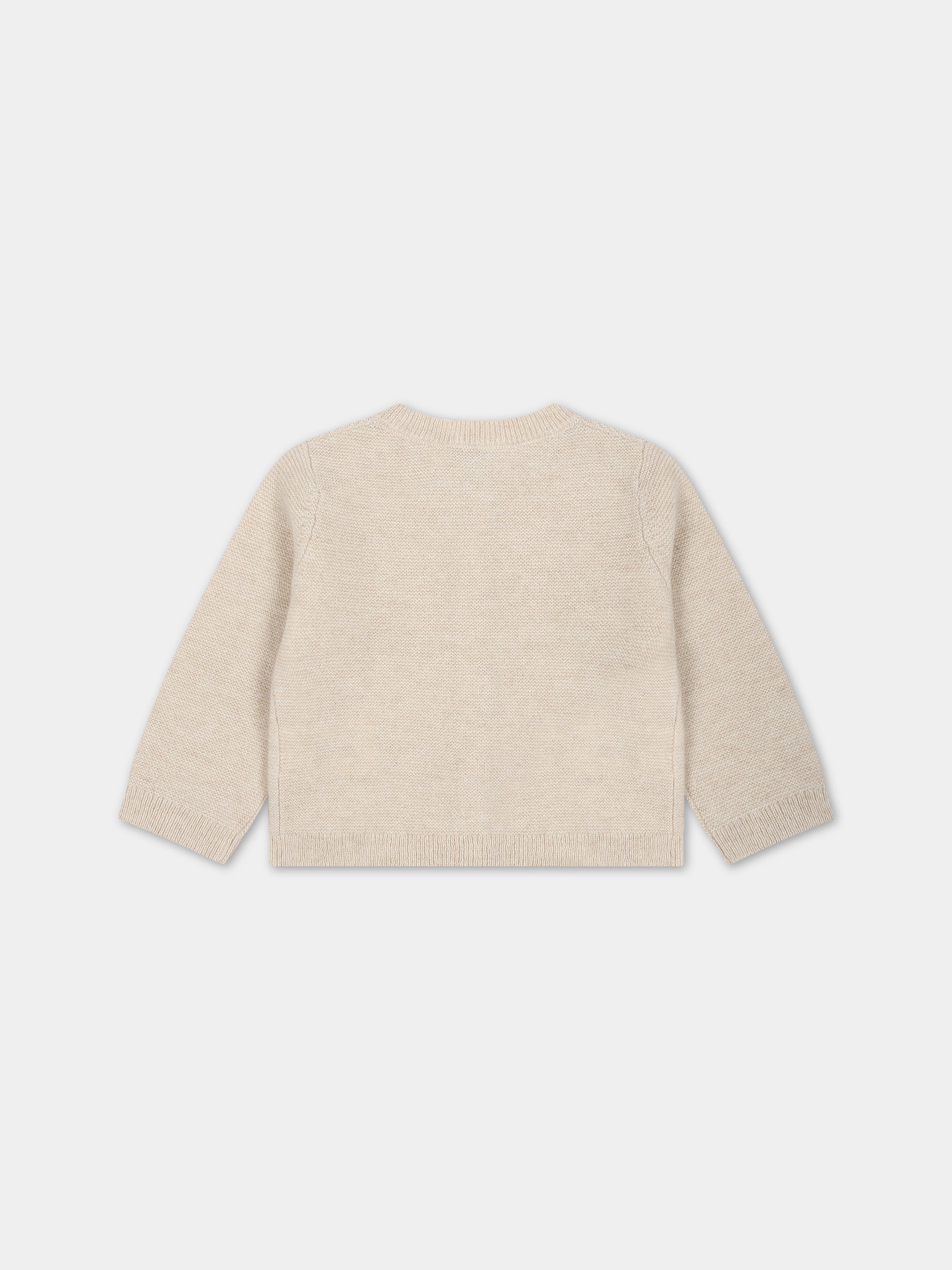 Cardigan beige per neonata con ciliegie,Bonpoint,W03XCAK00102 106