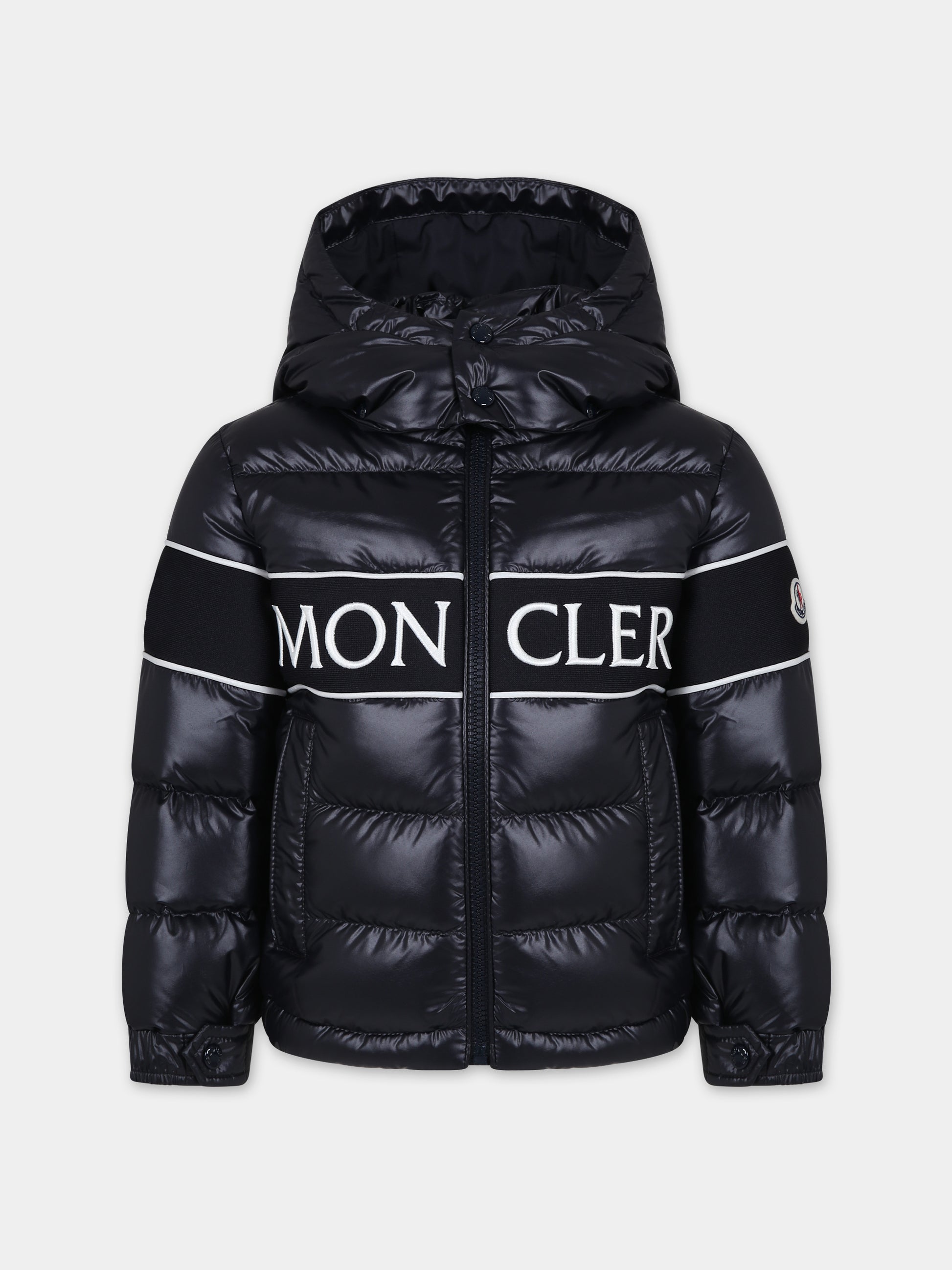 Piumino Truyere blu per bambini con logo,Moncler Kids,954 1A00051 595ZJ 778