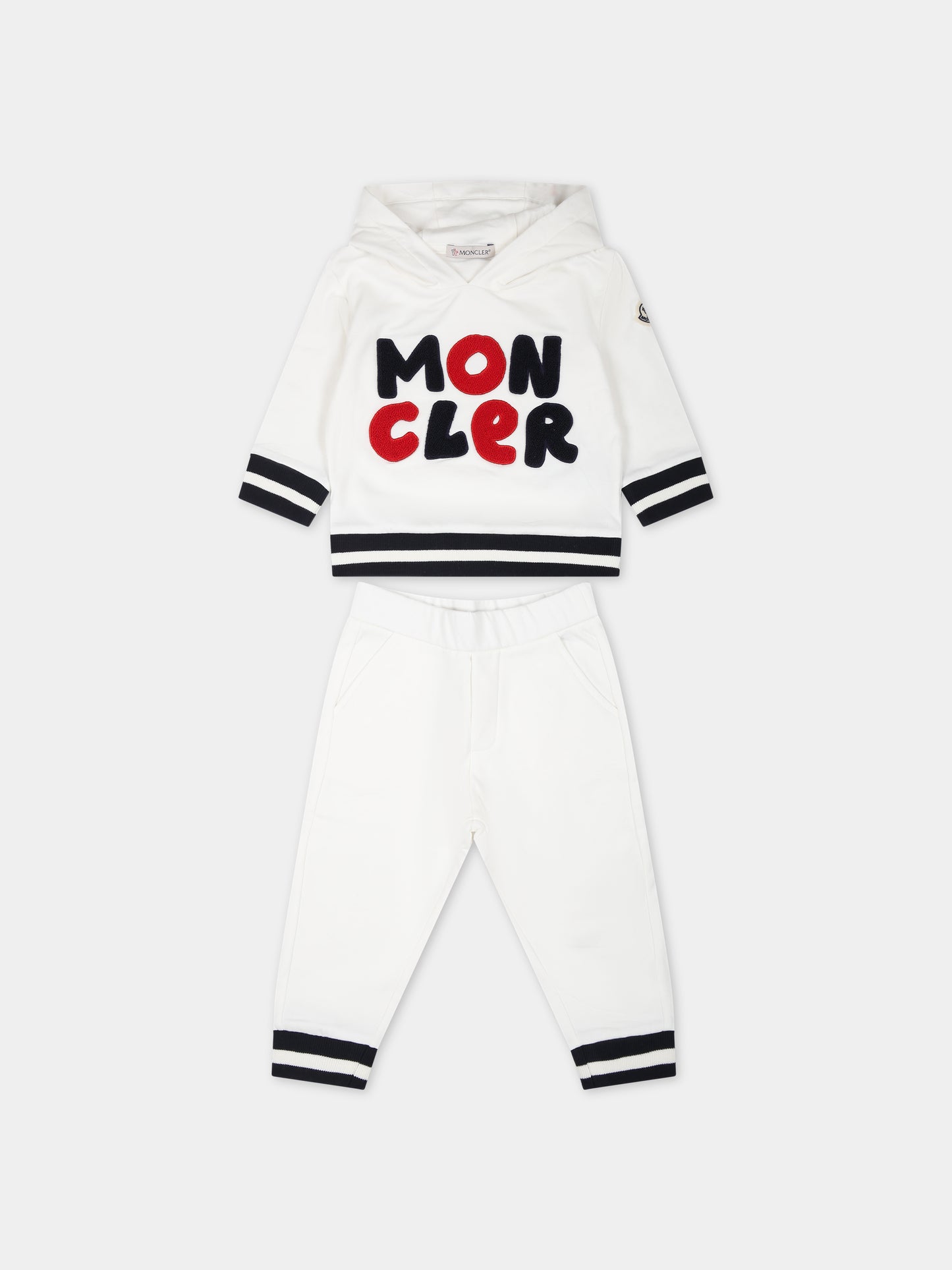 Completo bianco per neonato con logo,Moncler Kids,951 8M00022 80996 034