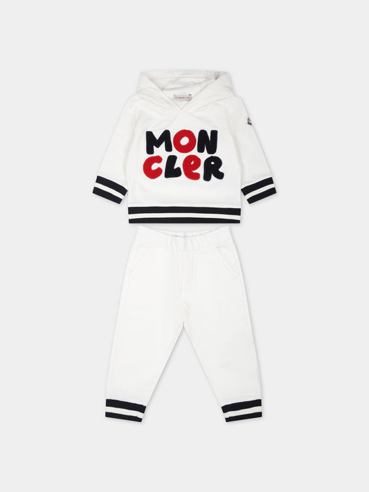 Completo bianco per neonato con logo,Moncler Kids,951 8M00022 80996 034