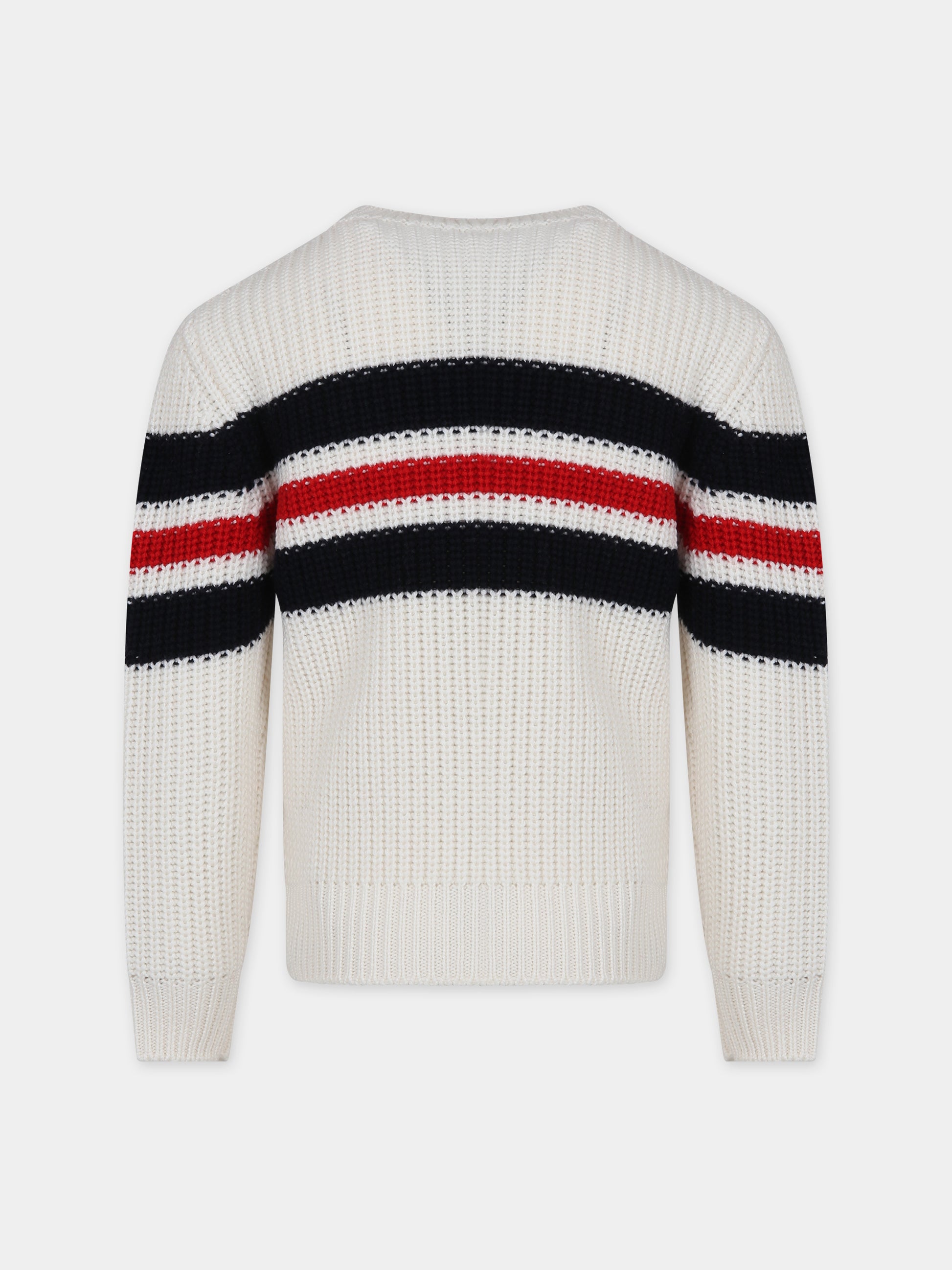 Ivory sweater for boy with logo,Moncler Kids,954 9C00006 M1131 F07