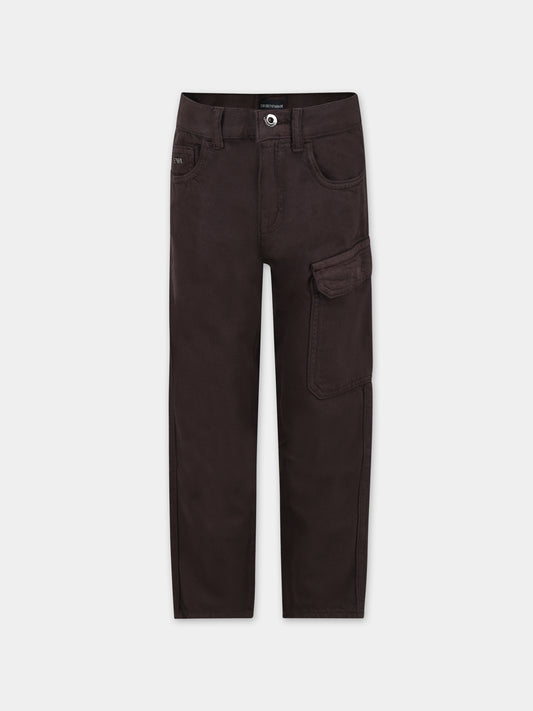 Pantaloni marroni per bambino con aquilotto,Armani Junior,6R4J40 3N5NZ 05A6