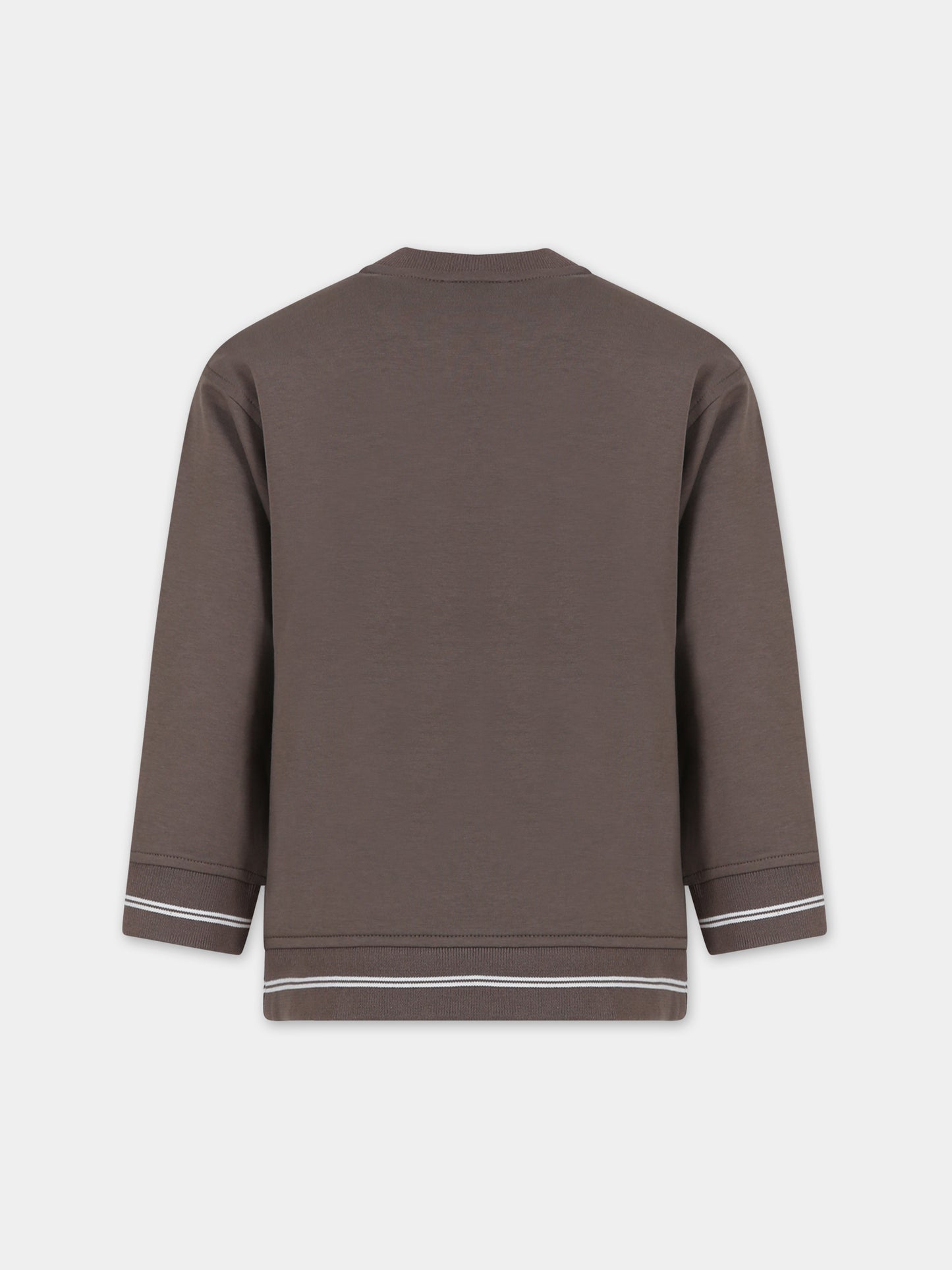 Felpa marrone per bambino con aquilotto e logo,Armani Junior,6R4MF2 1JHSZ 0488