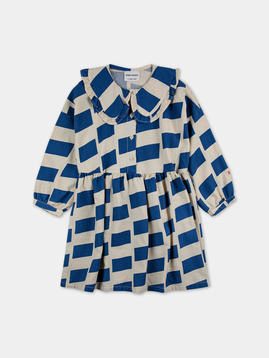 Vestito bianco per bambina con stampa quadri,Bobo Choses,223AC104