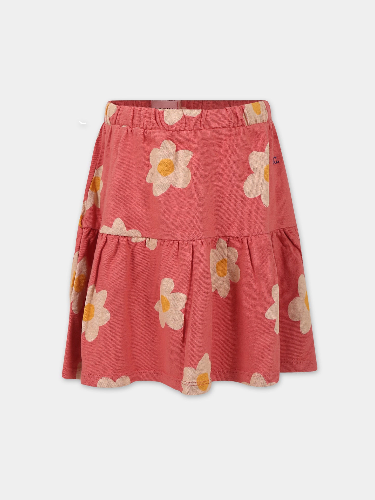 Gonna rosa per bambina con stampa fiori,Bobo Choses,223AC097